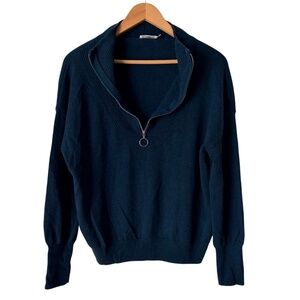 The Reset R Label Quarter Zip Blue Wool Cashmere Sweater, Medium